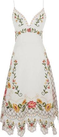 Farm Rio Jurk met bloemenborduurwerk en asymmetrische zoom - Dames - Casual kleedjes - Veelkleurig - S - Leer - Kleedjes