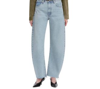 Frame Denim Womens The Bubble High Rise Crop Barrel Leg Jeans In Outlaw Raw Fray