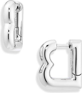 Balenciaga Eisa B XS Hoop Earrings in Shiny Silver 0926 at Nordstrom