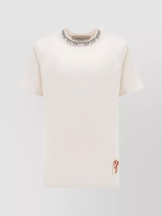 Golden Goose cotton crystal embellished regular fit short sleeve crew neck t-shirt