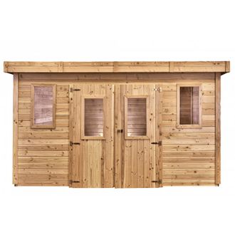 Foresta Caseta De Jard&iacute;n De Madera 380x380 Cm - Grosor De Pared 28 Mm - Techo Plano De Policarbonato - Ventanas Incluidas - Sl4040 Foresta