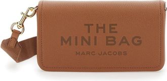 Marc Jacobs The Mini Bag Brown Crossbody Bag With Engraved Logo In Grained Leather Woman