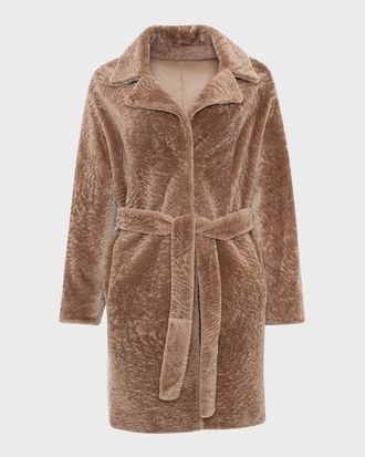 Gorski Reversible Lamb Shearling Belted Stroller Coat