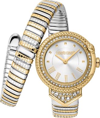 Roberto Cavalli Womens Women Stainless Steel Gold Color Watch - Silver & Gold - One Size
