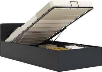 vidaXL Cama Canap&eacute; Hidr&aacute;ulica Cuero Sint&eacute;tico Negro 100x200 Cm Vidaxl