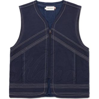 Honor The Gift Logo Appliqu&eacute; Cotton Canvas Riding Vest in Navy at Nordstrom Rack, Size Xxx-Large