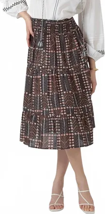 Dex Clothing Smocked Waist Midi Skirt In Brown