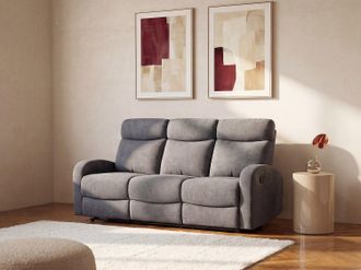 Vente-Unique Divano relax 3 posti in Tessuto Grigio - EVELYN