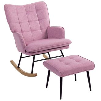 HOMCOM Silla mecedora 64x89x90 cm rosa