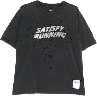 SATISFY Distressed Logo-print T-shirt