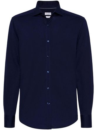 Brunello Cucinelli Camicia con colletto ampio - Blu