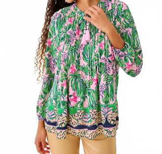 Lilly Pulitzer Marilina Tunic Top In Conch Shell Pink Roaring With Joy