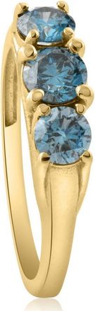 Pompeii3 1 Ct Blue Diamond 3-Stone Engagement Anniversary Ring Lab Grown in White or Gold
