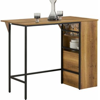 SoBuy Mesa Alta de Bar Mesa Alta de Comedor con 1 Tablero Plegable Adicional, 1 Puerta y 2 Estantes 120 x 63 x 95 cm FWT98-PF SoBuy ES