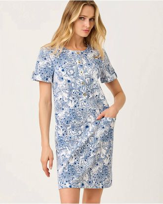 Lilly Pulitzer Cameron Popover Mini Dress In Starlight Navy Zoology