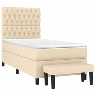 vidaXL Vidaxl - Cama Box Spring Con Colch&oacute;n Tela Color Crema 90x190 Cm