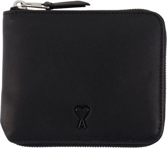 Ami Zip-Around Wallet In Smooth Calfskin Leather