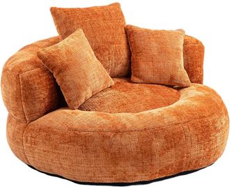 Urban Meuble Sill&oacute;n redondo de tela suave con cojines naranjas