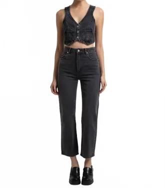 Abrand Venice Straight Bobbi Jeans In Washed Black