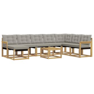 vidaXL Conjunto De Sof&aacute;s De Exterior 9 Pcs Blanco Y Gris Claro Vidaxl