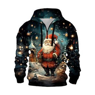 Generic Mens Christmas Hoodies Xmas Santa Claus Graphic Zip Up Cargo Jumpers Tactical Sweatshirts Long Sleeve Pullover Holiday Presents Gifts 2025, Za1-Red, 3