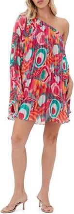 Trina Turk One Shoulder Pleated Narbonne Dress in Multi at Nordstrom, Size Xx-Large
