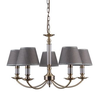 Netlighting Classic Hanging Pendant Antique Bronze 5 Light with Grey Shade E14 in Brown