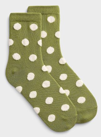 Simons Womens Plush large-dot socks