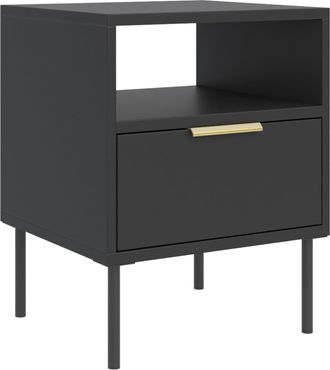 Selsey Mesita De Noche Con Caj&oacute;n Y Hueco - 45 Cm - Negro - Vena