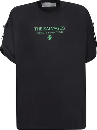 The Salvages Tops, Heren, Zwart, ONE Size, Katoen, Zwarte D-Ring T-shirt met Logo Print