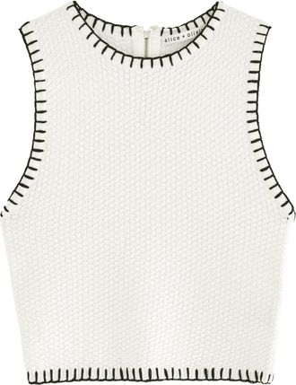 Alice & Olivia Amity Waffle-knit Wool-blend Tank - Off White - XS (UK6 / XS)