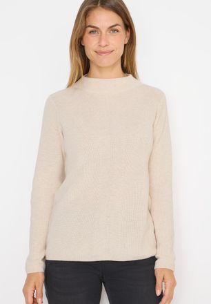 Cecil Strickpullover CECIL, Damen, Gr. XL (44), oat milk beige melange, Strick, Obermaterial: 100% Baumwolle, meliert, regular fit normal, ohne Ausschnitt, 