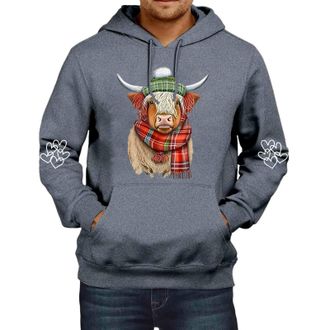 Generic Highland Cow Hoodie - Mens Western Cow Print Sweatshirt