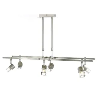 Netlighting Ticino Rectangular Telescopic Pendant 6 Light G9 Satin Chrome in Grey
