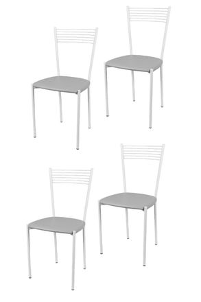 Tommychairs Tommychairs 4 Sillas Elegance Acero Blanco Asiento Polipiel Gris Claro