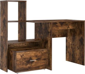 vidaXL Desk Smoked oak 131.5 x 50 x 106.5 cm Engineered wood Vidaxl