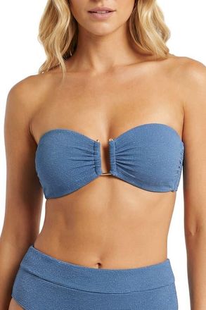 Change of Scenery Gina U-Bar Bandeau Bikini Top in Steel Blue Metallic at Nordstrom, Size X-Small