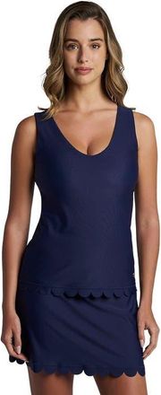 Coolibar Acropora Tankini with Scallop Detail, UPF 50+ Sun Protection in Navy at Nordstrom, Size Xx-Large