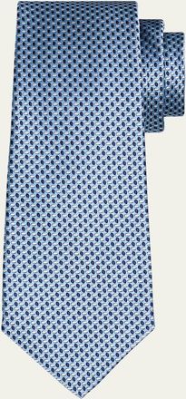 Kiton Mens Silk Woven Ovals Seven-Fold Tie