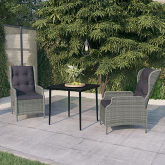 vidaXL Juego De Comedor De Jard&iacute;n 3 Piezas Gris Claro Vidaxl