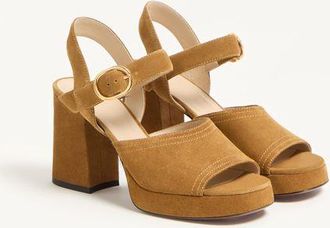 Valentino Garavani Sandalo Con Plateau Fawcette In Crosta 100Mm Donna HAVANA BEIGE 35.5