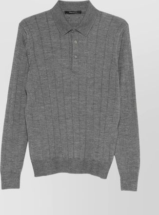 Tagliatore polo knit top with buttoned collar and ribbed hem