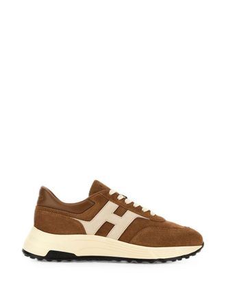 Hogan Brown Suede Cream Accent Sneakers
