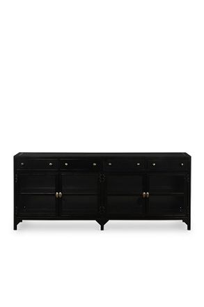 Anthropologie Shadow Box Glass-Door Iron Media Console