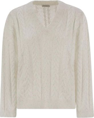 Brunello Cucinelli Maglione con paillettes - Bianco