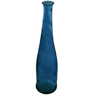 Atmosphera Jarrón largo - vidrio reciclado - azul tormenta a. 80 cm Atmosphera créateur dintérieur