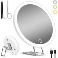 OEM Espejo De Maquillaje Con Aumento De 30x (15 Cm), Con Luz Led Recargable, Soporte Giratorio De 360&deg;, 3 Ventosas, Aumento De 10x/20x. - Crezuo