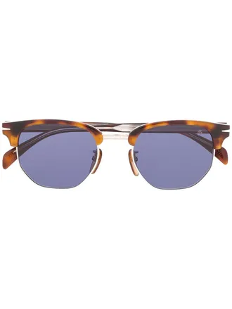 Eyewear by David Beckham tortoiseshell-effect geometric-frame sunglasses - unisex - Acetate - 51 - Brown