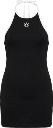 Marine Serre Black Logo Halter Neck Mini Dress