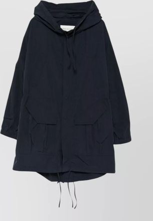 Dries Van Noten long hooded coat relaxed fit drawstring hem